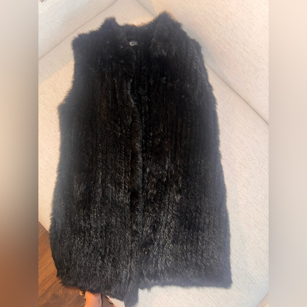 Love Token Elegant Black rabbit Fur Jacket